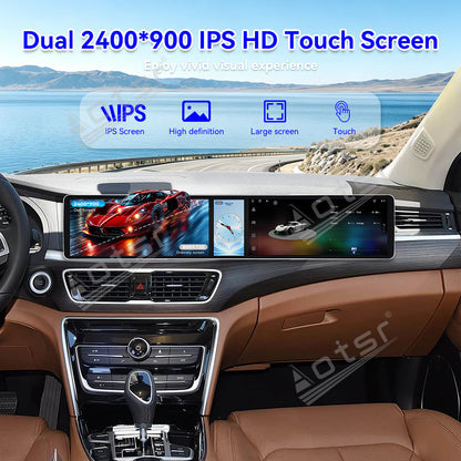 Aotsr Dual 12.3 inch Car Radio For Geely Borui 2017-2018 with 7870 Octa Core Chip Ultra HD 2400*900 Touch Screen Wireless CarPlay Bluetooth 5.0 GPS Navigation