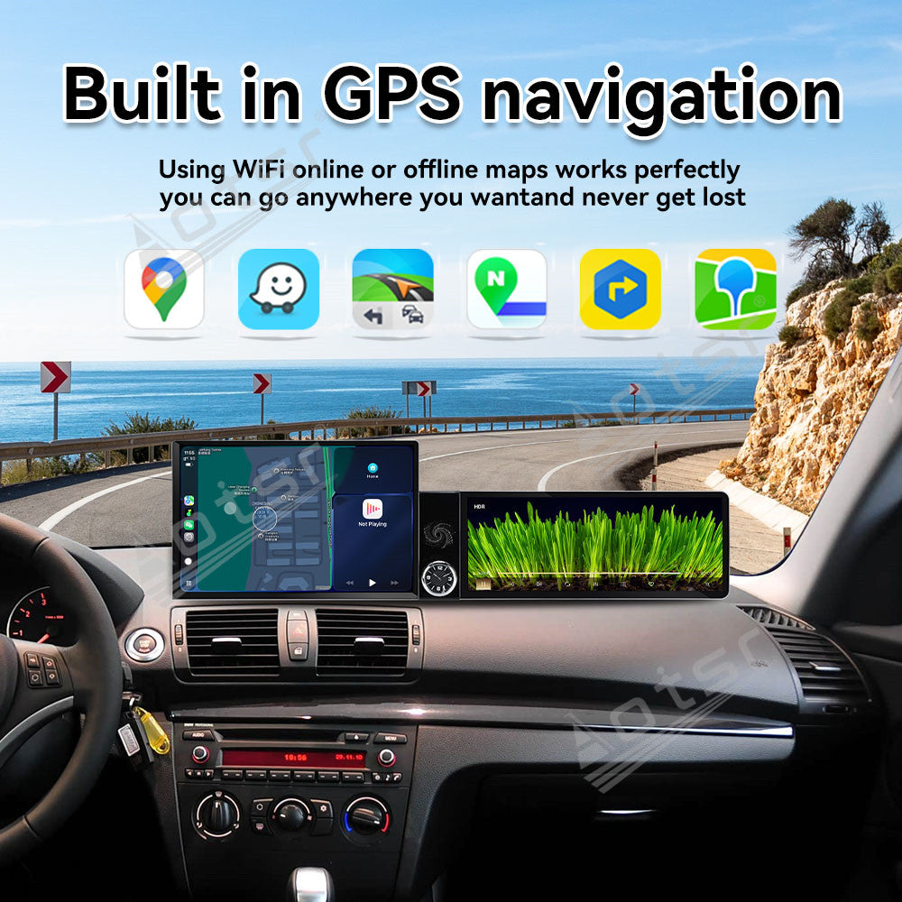 Aotsr Dual Screen 13.1 inch+12.3 inch Android 15 Carplay Car Radio for BMW 1 Series 2006-2011 Car GPS Navigation Multimedia