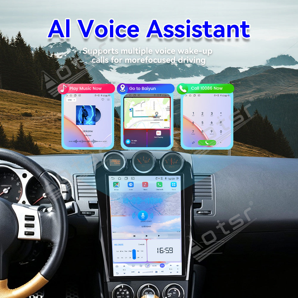 Aotsr 14.5 inch Car Radio for Nissan 350Z 2002-2008 Latest UI Interface Android 15 CarPlay GPS Navigation Multimedia Player Head Unit