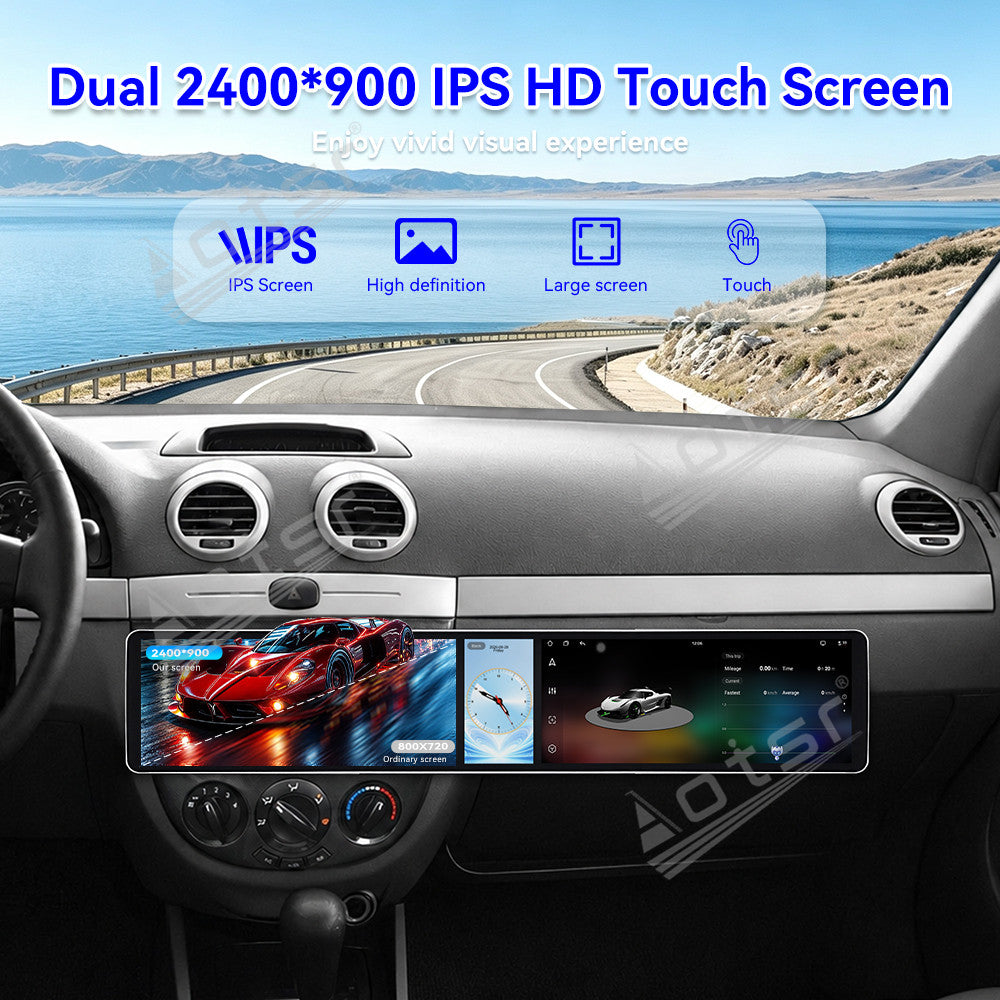 Aotsr Dual 12.3 inch Car Radio for Buick Excelle HRV 2004-2008 with 7870 Octa Core Chip Ultra HD 2400*900 Touch Screen Wireless CarPlay Bluetooth 5.0 GPS Navigation 4G Network OEM Upgrade Multimedia System