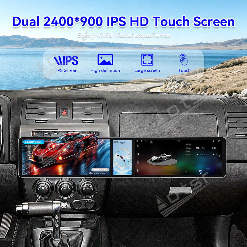 Aotsr Dual 12.3 inch Car Radio For Hummer H3 2005-2010 with 7870 Octa Core Chip Ultra HD 2400*900 Touch Screen Wireless CarPlay Bluetooth 5.0 GPS Navigation