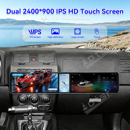 Aotsr Dual 12.3 inch Car Radio For Hummer H3 2005-2010 with 7870 Octa Core Chip Ultra HD 2400*900 Touch Screen Wireless CarPlay Bluetooth 5.0 GPS Navigation