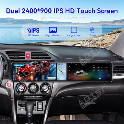 Aotsr Dual 12.3 inch Car Radio for Honda CRIDER 2013-2016 with 7870 Octa Core Chip, Ultra HD 2400*900 Touch Screen, Wireless CarPlay, Bluetooth 5.0, GPS Navigation, 4G Network, OEM Upgrade Multimedia System