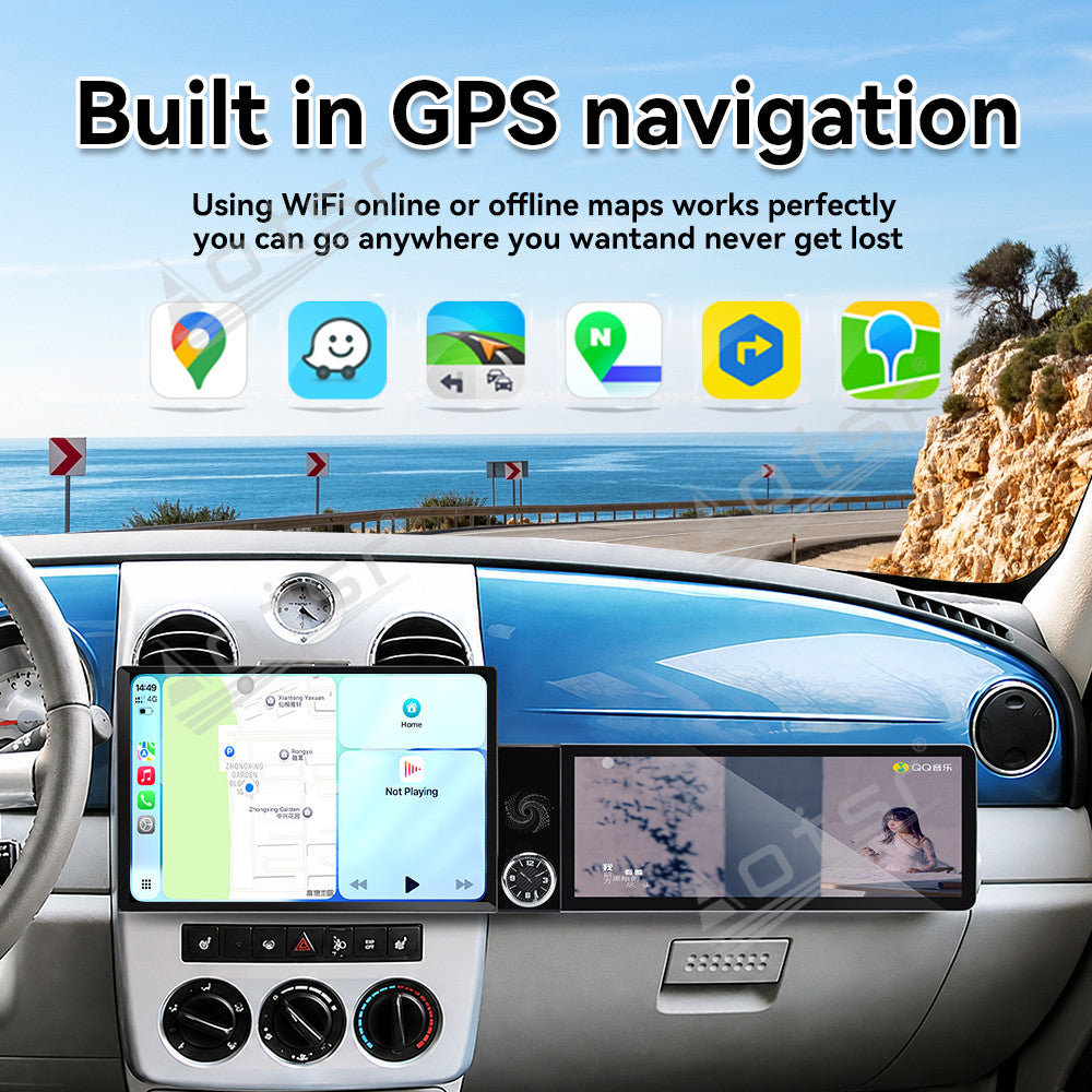 Aotsr Dual Screen 13.1 inch+12.3 inch Android 15 Carplay Car Radio for Chrysler PT Cruiser 2005-2010 Car GPS Navigation Multimedia