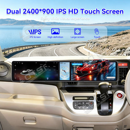 Aotsr Dual 12.3 inch Car Radio for Honda N-WGN 2013-2019 with 7870 Octa Core Chip, Ultra HD 2400*900 Touch Screen, Wireless CarPlay, Bluetooth 5.0, GPS Navigation, 4G Network, OEM Upgrade Multimedia System