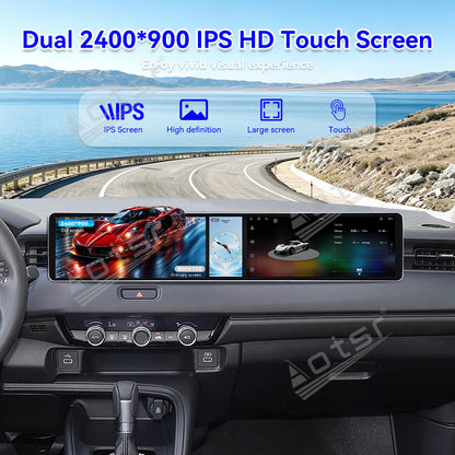 Aotsr Dual 12.3 inch Car Radio for Honda XR-V 2023-2026 with 7870 Octa Core Chip, Ultra HD 2400*900 Touch Screen, Wireless CarPlay, Bluetooth 5.0, GPS Navigation, 4G Network, OEM Upgrade Multimedia System
