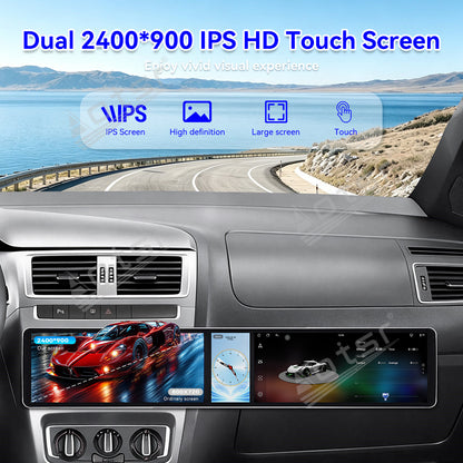 Aotsr Dual 12.3 inch Car Radio for Volkswagen Fox 2014-2018 with 7870 Octa Core Chip Ultra HD 2400*900 Touch Screen Wireless CarPlay Bluetooth 5.0 GPS Navigation 4G Network OEM Upgrade Multimedia System