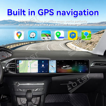 Aotsr Dual 12.3 inch Car Radio for Peugeot 308S 2015-2018 with 7870 Octa Core Chip Ultra HD 2400*900 Touch Screen Wireless CarPlay Bluetooth 5.0 GPS Navigation 4G Network OEM Upgrade Multimedia System