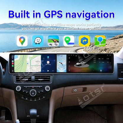 Aotsr Dual 12.3 inch Car Radio for Honda Accord 2004-2007 with 7870 Octa Core Chip Ultra HD 2400*900 Touch Screen Wireless CarPlay Bluetooth 5.0 GPS Navigation 4G Network OEM Upgrade Multimedia System