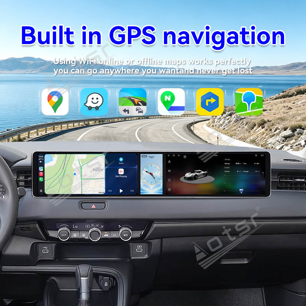 Aotsr Dual 12.3 inch Car Radio for Honda XR-V 2023-2026 with 7870 Octa Core Chip, Ultra HD 2400*900 Touch Screen, Wireless CarPlay, Bluetooth 5.0, GPS Navigation, 4G Network, OEM Upgrade Multimedia System