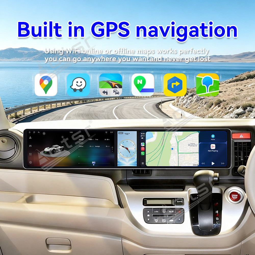 Aotsr Dual 12.3 inch Car Radio for Honda N-WGN 2013-2019 with 7870 Octa Core Chip, Ultra HD 2400*900 Touch Screen, Wireless CarPlay, Bluetooth 5.0, GPS Navigation, 4G Network, OEM Upgrade Multimedia System