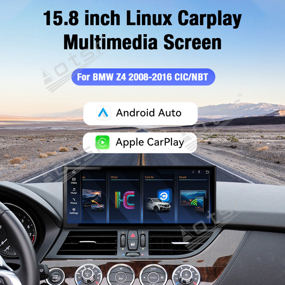 Aotsr 15.8 inch Linux Carplay Screen for BMW Z4 2008-2016 CIC IPS Touch Stereo Unit Multi Storage 4G DSP BT5.0 GPS