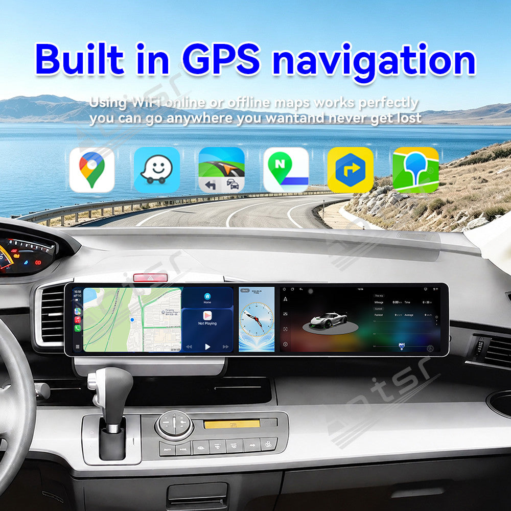 Aotsr Dual 12.3 inch Car Radio for Honda Freed 2008-2013 with 7870 Octa Core Chip, Ultra HD 2400*900 Touch Screen, Wireless CarPlay, Bluetooth 5.0, GPS Navigation, 4G Network, OEM Upgrade Multimedia System