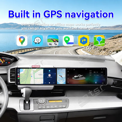 Aotsr Dual 12.3 inch Car Radio for Honda Freed 2008-2013 with 7870 Octa Core Chip, Ultra HD 2400*900 Touch Screen, Wireless CarPlay, Bluetooth 5.0, GPS Navigation, 4G Network, OEM Upgrade Multimedia System