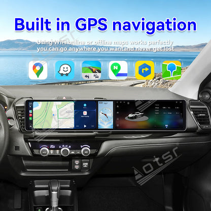 Aotsr Dual 12.3 inch Car Radio for Honda City 2020-2026 with 7870 Octa Core Chip, Ultra HD 2400*900 Touch Screen, Wireless CarPlay, Bluetooth 5.0, GPS Navigation, 4G Network, OEM Upgrade Multimedia System