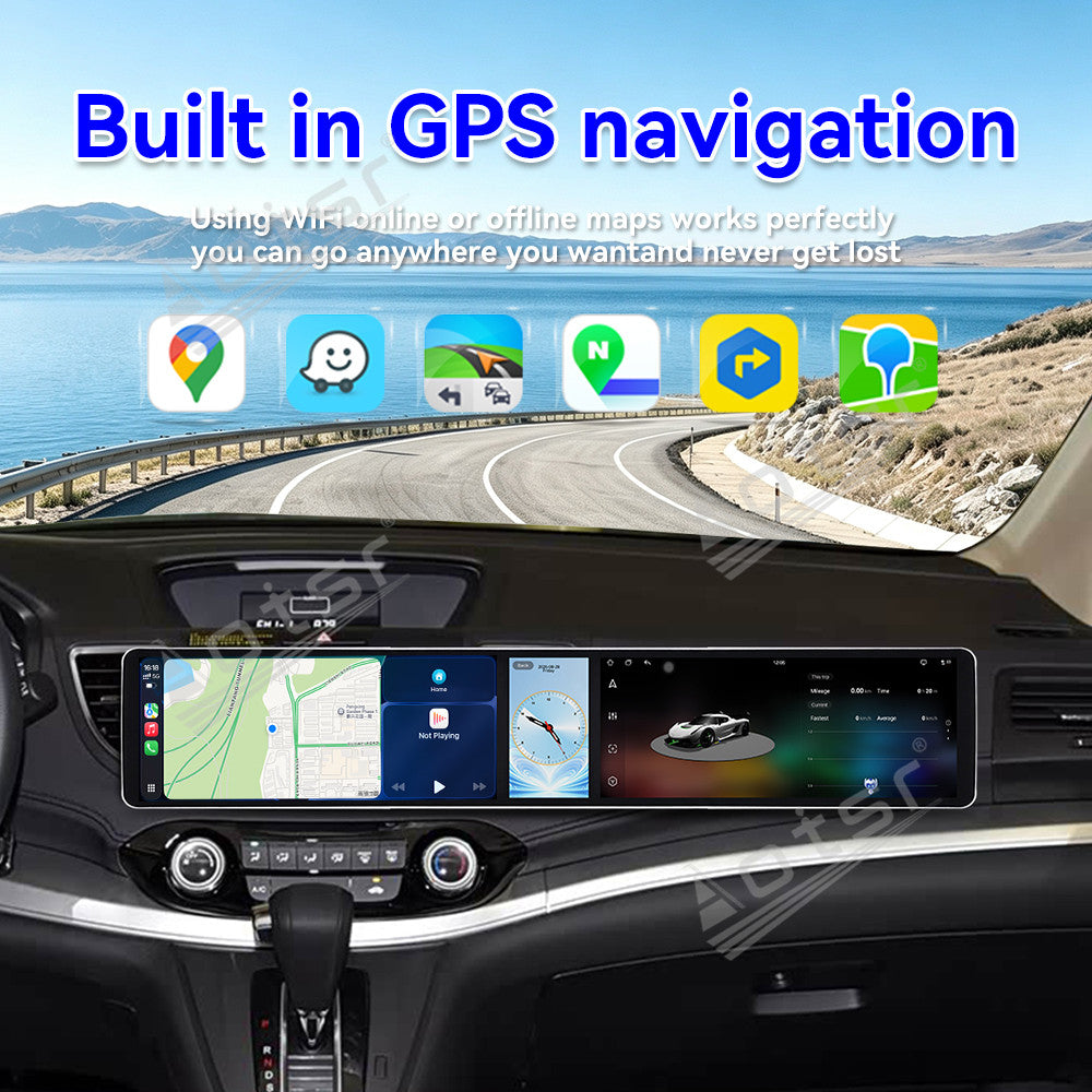 Aotsr Dual 12.3 inch Car Radio for Honda CR-V 2012-2016 with 7870 Octa Core Chip, Ultra HD 2400*900 Touch Screen, Wireless CarPlay, Bluetooth 5.0, GPS Navigation, 4G Network, OEM Upgrade Multimedia System