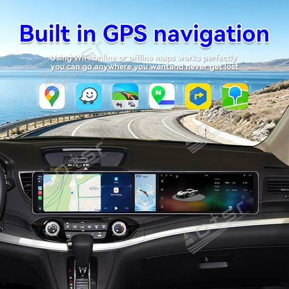 Aotsr Dual 12.3 inch Car Radio for Honda CR-V 2012-2016 with 7870 Octa Core Chip, Ultra HD 2400*900 Touch Screen, Wireless CarPlay, Bluetooth 5.0, GPS Navigation, 4G Network, OEM Upgrade Multimedia System
