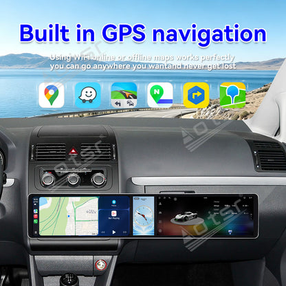 Aotsr Dual 12.3 inch Car Radio for Volkswagen Touran 2004-2015 with 7870 Octa Core Chip Ultra HD 2400*900 Touch Screen Wireless CarPlay Bluetooth 5.0 GPS Navigation 4G Network OEM Upgrade Multimedia System