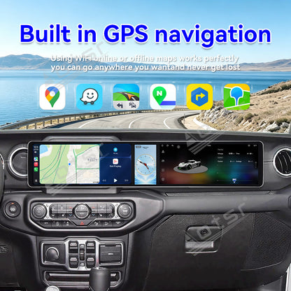 Aotsr Dual 12.3 inch Car Radio For Jeep Wrangler Rubicon 2018-2026 with 7870 Octa Core Chip Ultra HD 2400*900 Touch Screen Wireless CarPlay Bluetooth 5.0 GPS Navigation
