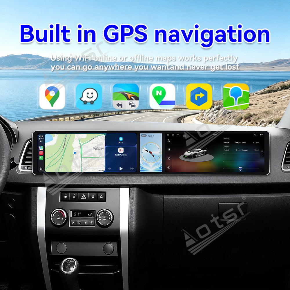 Aotsr Dual 12.3 inch Car Radio for UAZ Patriot 2016-2025 with 7870 Octa Core Chip, Ultra HD 2400*900 Touch Screen, Wireless CarPlay, Bluetooth 5.0, GPS Navigation, 4G Network, OEM Upgrade Multimedia System