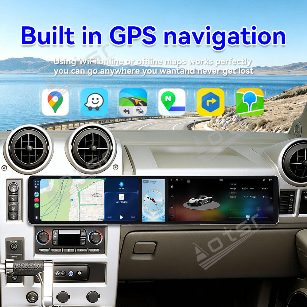 Aotsr Dual 12.3 inch Car Radio For Hummer H2 2002-2007 with 7870 Octa Core Chip Ultra HD 2400*900 Touch Screen Wireless CarPlay Bluetooth 5.0 GPS Navigation
