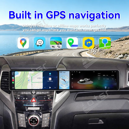 Aotsr Dual 12.3 inch Car Radio for Ssang Yong Tivoli Matte Black 2015-2019 with 7870 Octa Core Chip, Ultra HD 2400*900 Touch Screen, Wireless CarPlay, Bluetooth 5.0, GPS Navigation, 4G Network, OEM Upgrade Multimedia System