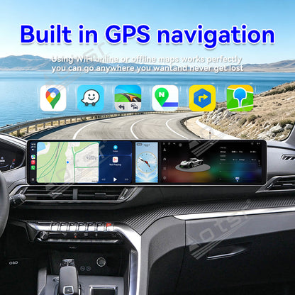 Aotsr Dual 12.3 inch Car Radio for Peugeot 4008/5008 2017-2021 with 7870 Octa Core Chip Ultra HD 2400*900 Touch Screen Wireless CarPlay Bluetooth 5.0 GPS Navigation 4G Network OEM Upgrade Multimedia System
