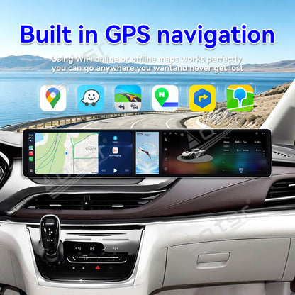 Aotsr Dual 12.3 inch Car Radio for Buick GL8 2020-2022 with 7870 Octa Core Chip Ultra HD 2400*900 Touch Screen Wireless CarPlay Bluetooth 5.0 GPS Navigation 4G Network OEM Upgrade Multimedia System