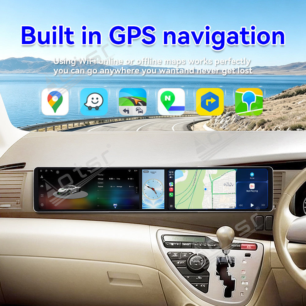 Aotsr Dual 12.3 inch Car Radio for Toyota ISIS 2004-2017 with 7870 Octa Core Chip Ultra HD 2400*900 Touch Screen Wireless CarPlay Bluetooth 5.0 GPS Navigation