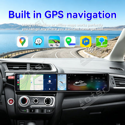 Aotsr Dual 12.3 inch Car Radio for Honda Jazz 2013-2015 with 7870 Octa Core Chip, Ultra HD 2400*900 Touch Screen, Wireless CarPlay, Bluetooth 5.0, GPS Navigation, 4G Network, OEM Upgrade Multimedia System