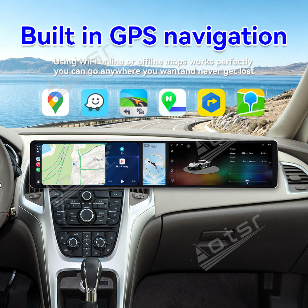 Aotsr Dual 12.3 inch Car Radio for Buick EXCELLE/ASTR 2010-2014 with 7870 Octa Core Chip Ultra HD 2400*900 Touch Screen Wireless CarPlay Bluetooth 5.0 GPS Navigation 4G Network OEM Upgrade Multimedia System