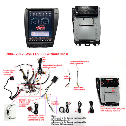 Tesla Screen For Lexus ES 350 2006-2012  Android 13.0 Car  Radio  Player GPS Navi Auto  Stereo Multimedia Video DSP Carplay 4G SIM