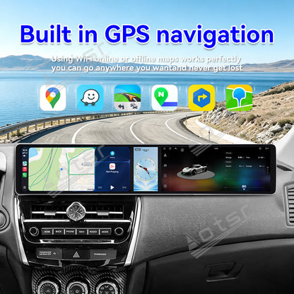 Aotsr Dual 12.3 inch Car Radio for Peugeot 4008 2013-2020 with 7870 Octa Core Chip Ultra HD 2400*900 Touch Screen Wireless CarPlay Bluetooth 5.0 GPS Navigation 4G Network OEM Upgrade Multimedia System