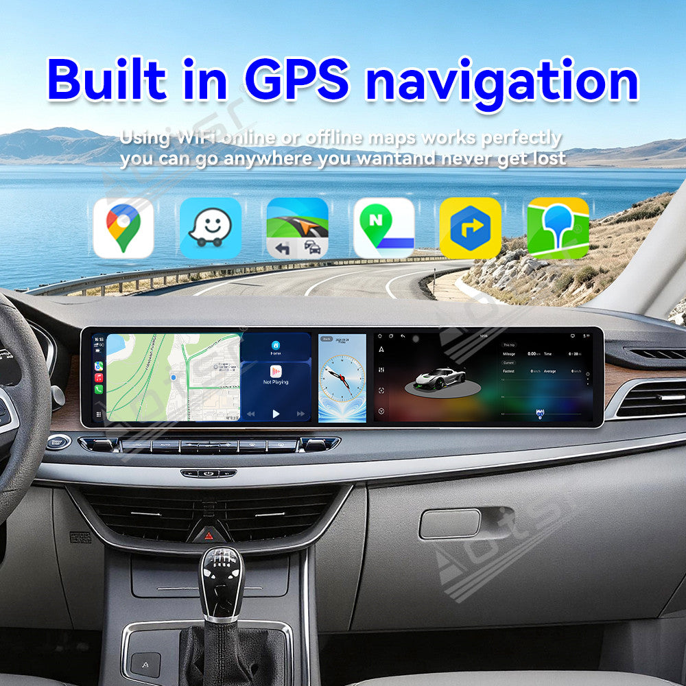 Aotsr Dual 12.3 inch Car Radio For Geely Jiaji/Maple 80V 2017-2022 with 7870 Octa Core Chip Ultra HD 2400*900 Touch Screen Wireless CarPlay Bluetooth 5.0 GPS Navigation