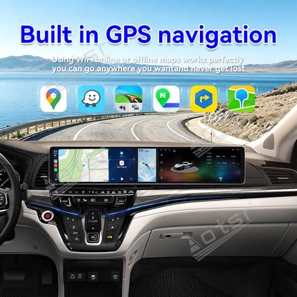 Aotsr Dual 12.3 inch Car Radio for Honda Odyssey 2020-2026 with 7870 Octa Core Chip, Ultra HD 2400*900 Touch Screen, Wireless CarPlay, Bluetooth 5.0, GPS Navigation, 4G Network, OEM Upgrade Multimedia System