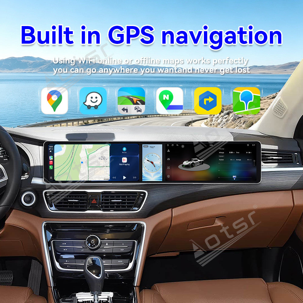 Aotsr Dual 12.3 inch Car Radio For Geely Borui 2017-2018 with 7870 Octa Core Chip Ultra HD 2400*900 Touch Screen Wireless CarPlay Bluetooth 5.0 GPS Navigation