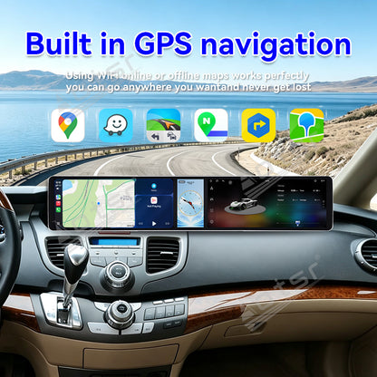 Aotsr Dual 12.3 inch Car Radio for Honda Odyssey 2005-2010 with 7870 Octa Core Chip, Ultra HD 2400*900 Touch Screen, Wireless CarPlay, Bluetooth 5.0, GPS Navigation, 4G Network, OEM Upgrade Multimedia System
