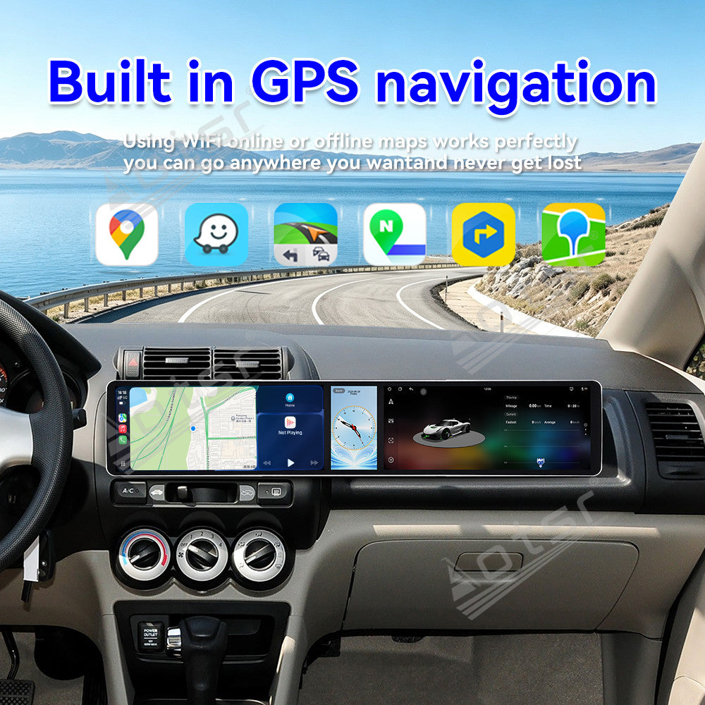 Aotsr Dual 12.3 inch Car Radio for Honda Fit/City/EVERUS S1 2002-2015 with 7870 Octa Core Chip, Ultra HD 2400*900 Touch Screen, Wireless CarPlay, Bluetooth 5.0, GPS Navigation, 4G Network, OEM Upgrade Multimedia System