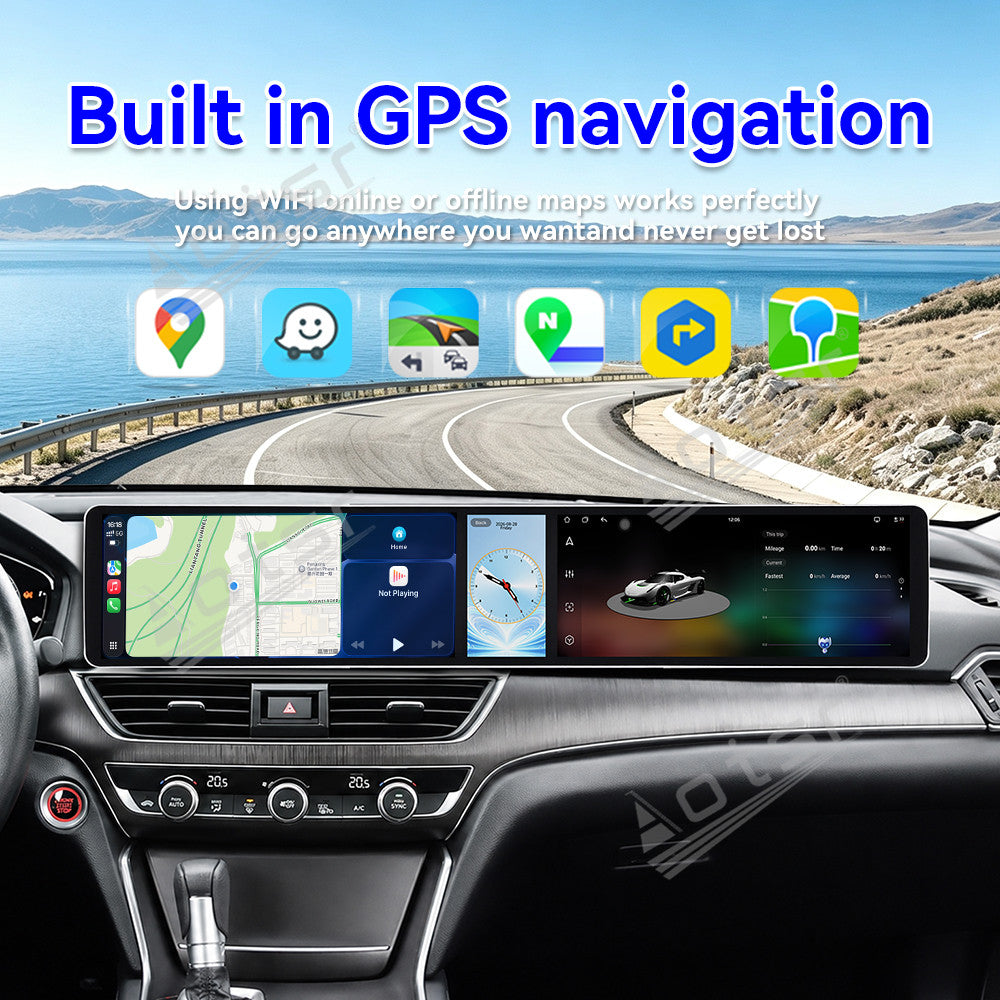 Aotsr Dual 12.3 inch Car Radio for Honda Accord 10th 2017-2022 with 7870 Octa Core Chip Ultra HD 2400*900 Touch Screen Wireless CarPlay Bluetooth 5.0 GPS Navigation 4G Network OEM Upgrade Multimedia System