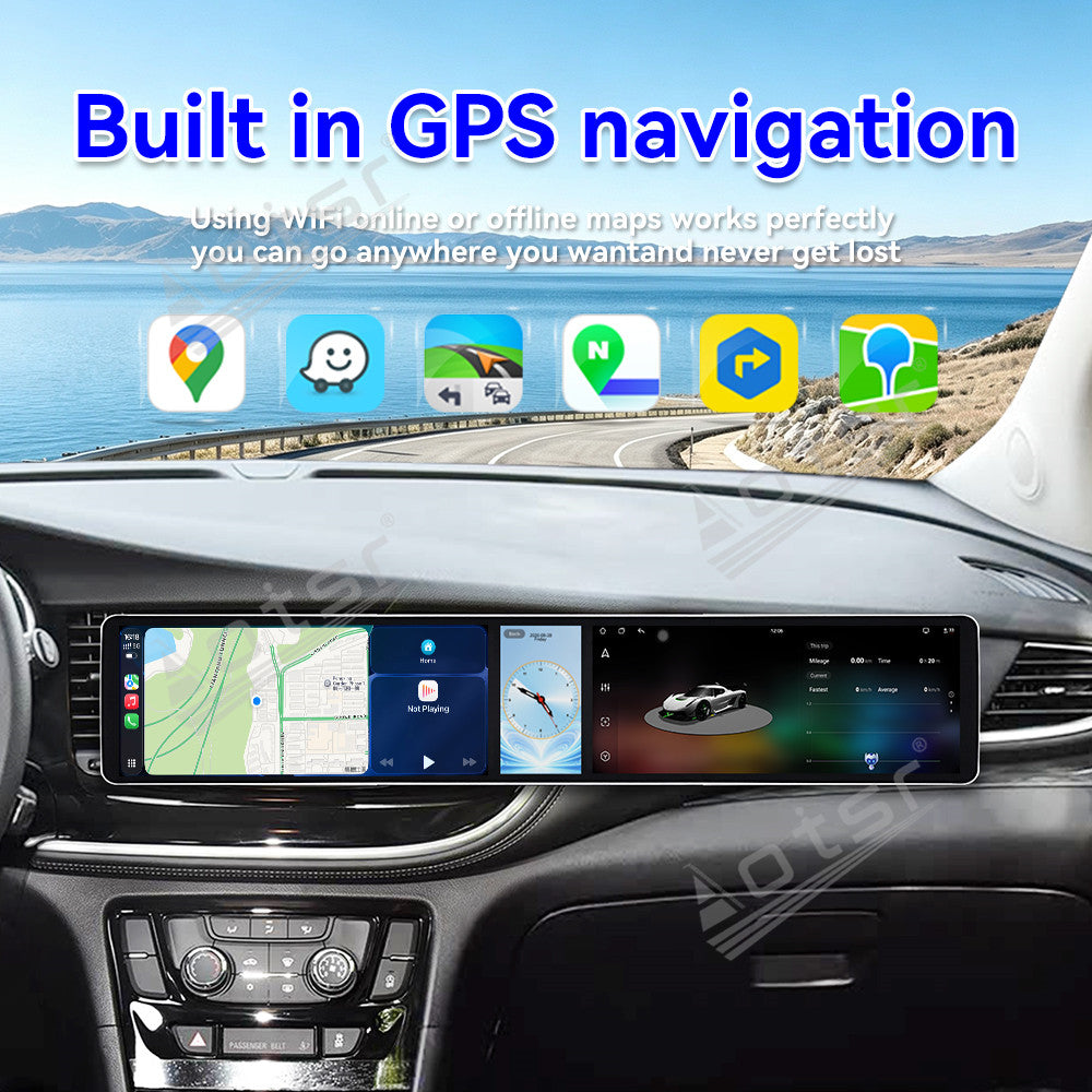 Aotsr Dual 12.3 inch Car Radio for Buick Encore 2016-2018 with 7870 Octa Core Chip Ultra HD 2400*900 Touch Screen Wireless CarPlay Bluetooth 5.0 GPS Navigation 4G Network OEM Upgrade Multimedia System