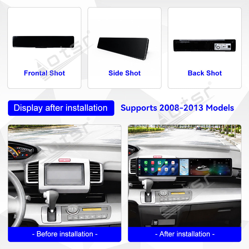 Aotsr Dual 12.3 inch Car Radio for Honda Freed 2008-2013 with 7870 Octa Core Chip, Ultra HD 2400*900 Touch Screen, Wireless CarPlay, Bluetooth 5.0, GPS Navigation, 4G Network, OEM Upgrade Multimedia System