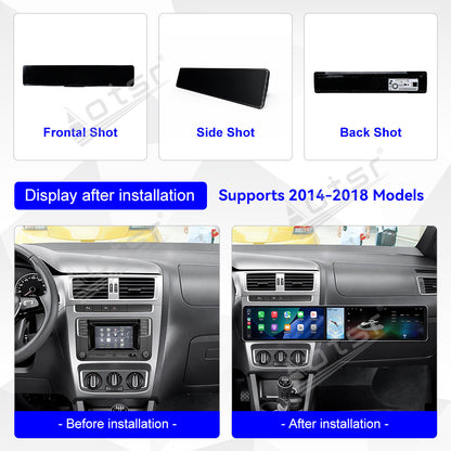 Aotsr Dual 12.3 inch Car Radio for Volkswagen Fox 2014-2018 with 7870 Octa Core Chip Ultra HD 2400*900 Touch Screen Wireless CarPlay Bluetooth 5.0 GPS Navigation 4G Network OEM Upgrade Multimedia System