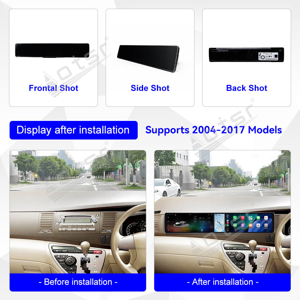 Aotsr Dual 12.3 inch Car Radio for Toyota ISIS 2004-2017 with 7870 Octa Core Chip Ultra HD 2400*900 Touch Screen Wireless CarPlay Bluetooth 5.0 GPS Navigation
