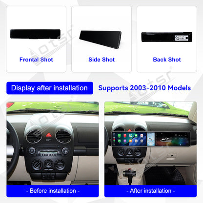 Aotsr Dual 12.3 inch Car Radio for Volkswagen Beetle 2003-2010 with 7870 Octa Core Chip Ultra HD 2400*900 Touch Screen Wireless CarPlay Bluetooth 5.0 GPS Navigation 4G Network OEM Upgrade Multimedia System