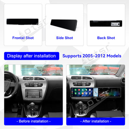 Aotsr Dual 12.3 inch Car Radio for Seat Leon 2005-2012 with 7870 Octa Core Chip Ultra HD 2400*900 Touch Screen Wireless CarPlay Bluetooth 5.0 GPS Navigation 4G Network OEM Upgrade Multimedia System