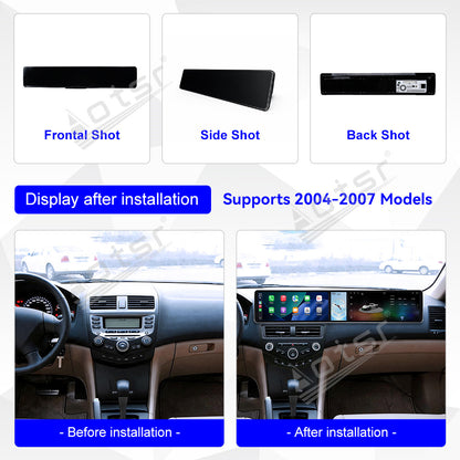 Aotsr Dual 12.3 inch Car Radio for Honda Accord 2004-2007 with 7870 Octa Core Chip Ultra HD 2400*900 Touch Screen Wireless CarPlay Bluetooth 5.0 GPS Navigation 4G Network OEM Upgrade Multimedia System
