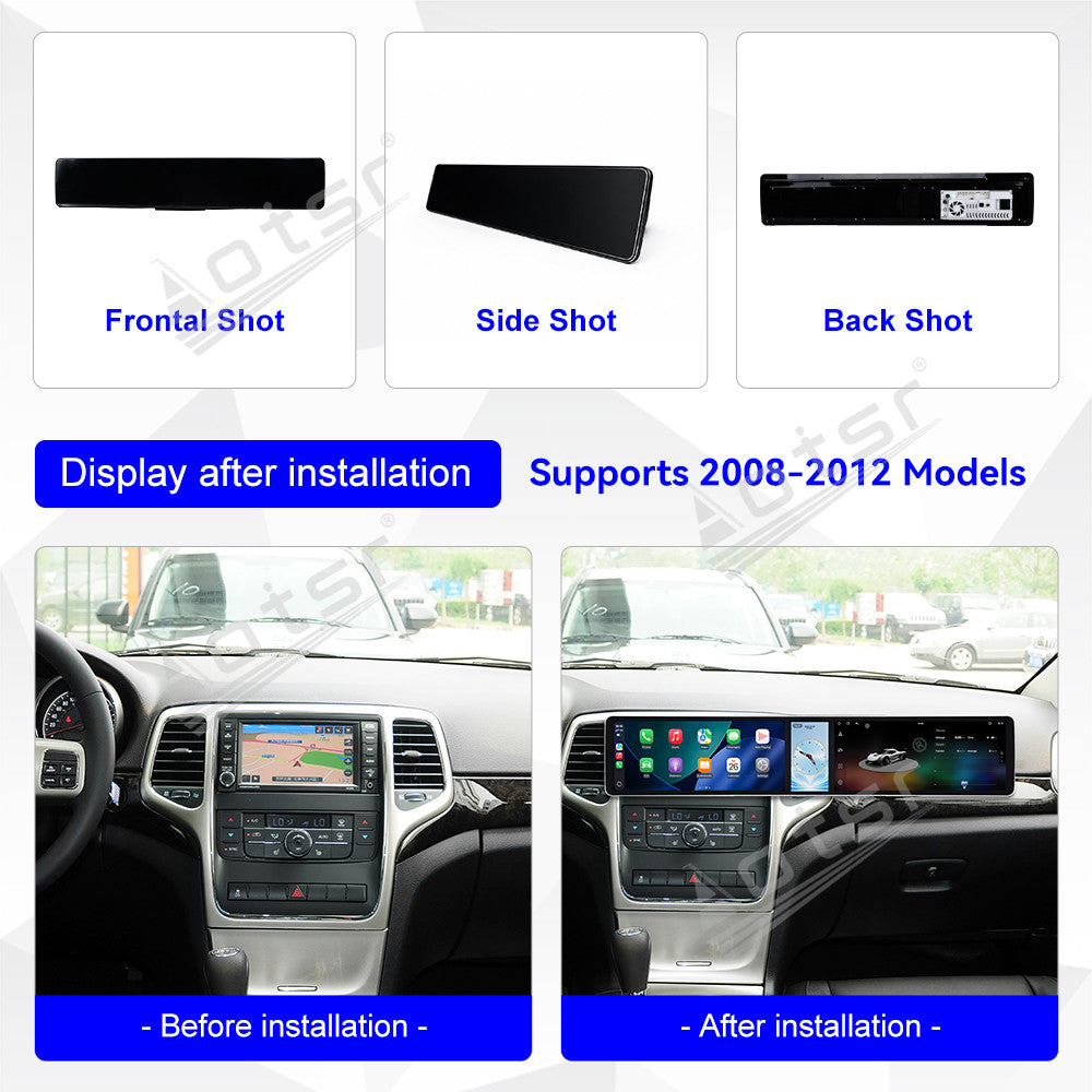 Aotsr Dual 12.3 inch Car Radio For Jeep Grand Cherokee 2008-2012 with 7870 Octa Core Chip Ultra HD 2400*900 Touch Screen Wireless CarPlay Bluetooth 5.0 GPS Navigation