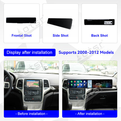 Aotsr Dual 12.3 inch Car Radio For Jeep Grand Cherokee 2008-2012 with 7870 Octa Core Chip Ultra HD 2400*900 Touch Screen Wireless CarPlay Bluetooth 5.0 GPS Navigation