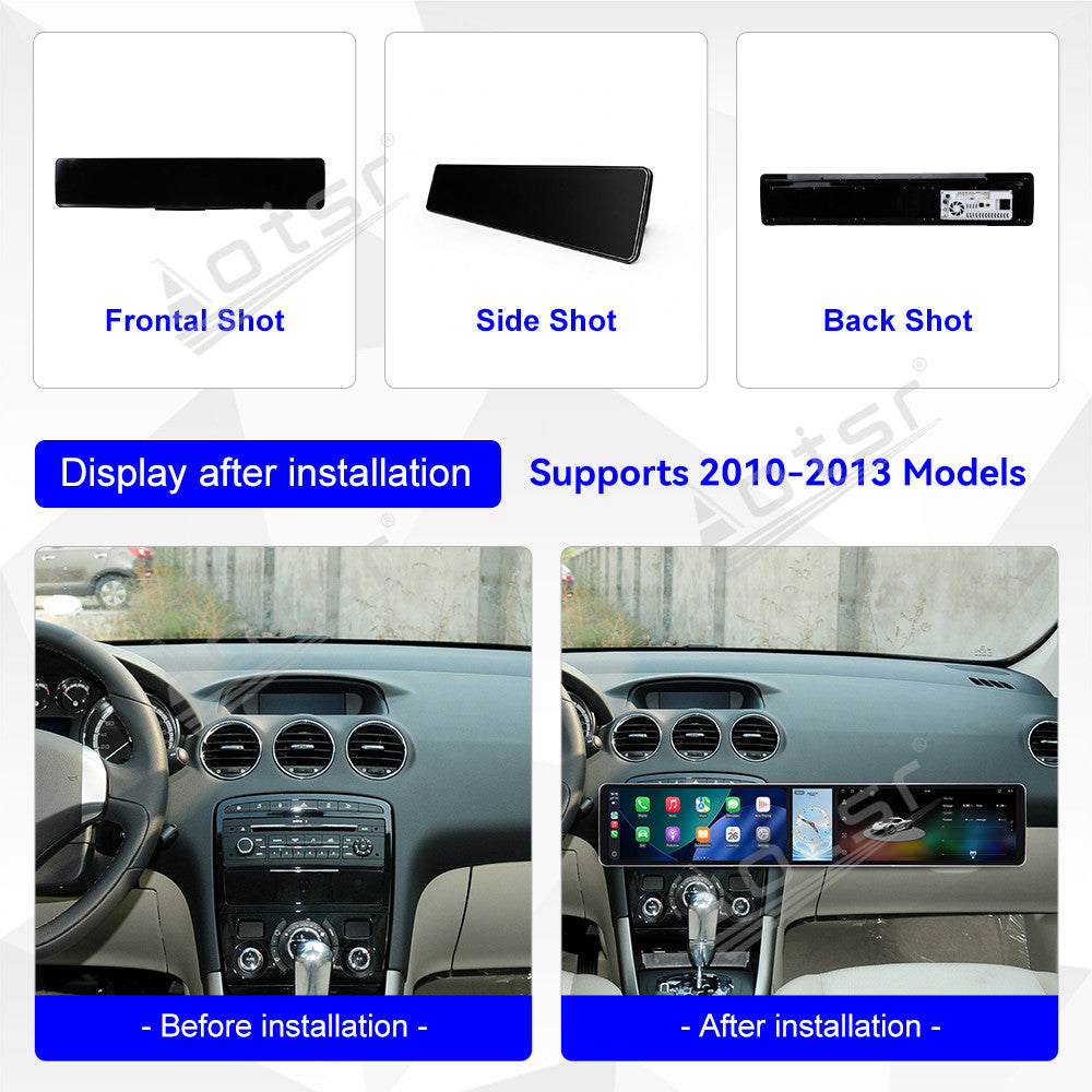 Aotsr Dual 12.3 inch Car Radio for Peugeot 408 2010-2013 with 7870 Octa Core Chip Ultra HD 2400*900 Touch Screen Wireless CarPlay Bluetooth 5.0 GPS Navigation 4G Network OEM Upgrade Multimedia System
