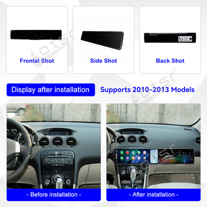 Aotsr Dual 12.3 inch Car Radio for Peugeot 408 2010-2013 with 7870 Octa Core Chip Ultra HD 2400*900 Touch Screen Wireless CarPlay Bluetooth 5.0 GPS Navigation 4G Network OEM Upgrade Multimedia System